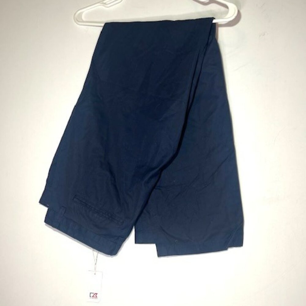 NWT Cutter and Buck Navy Flat Front‎ Dress Pants Trousers Sz 36" Inseam 34"